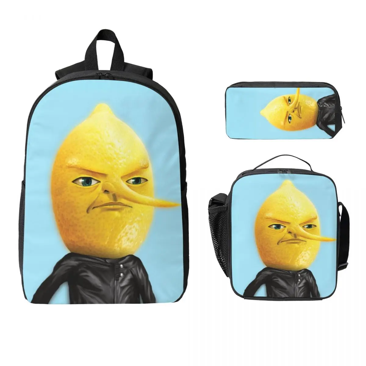 Earl Of Lemongrab Backpack Student Boys Girls BookBag School Bag Laptop Shoulder Bags 3ps Insulated Lunch Bag Pencil Case