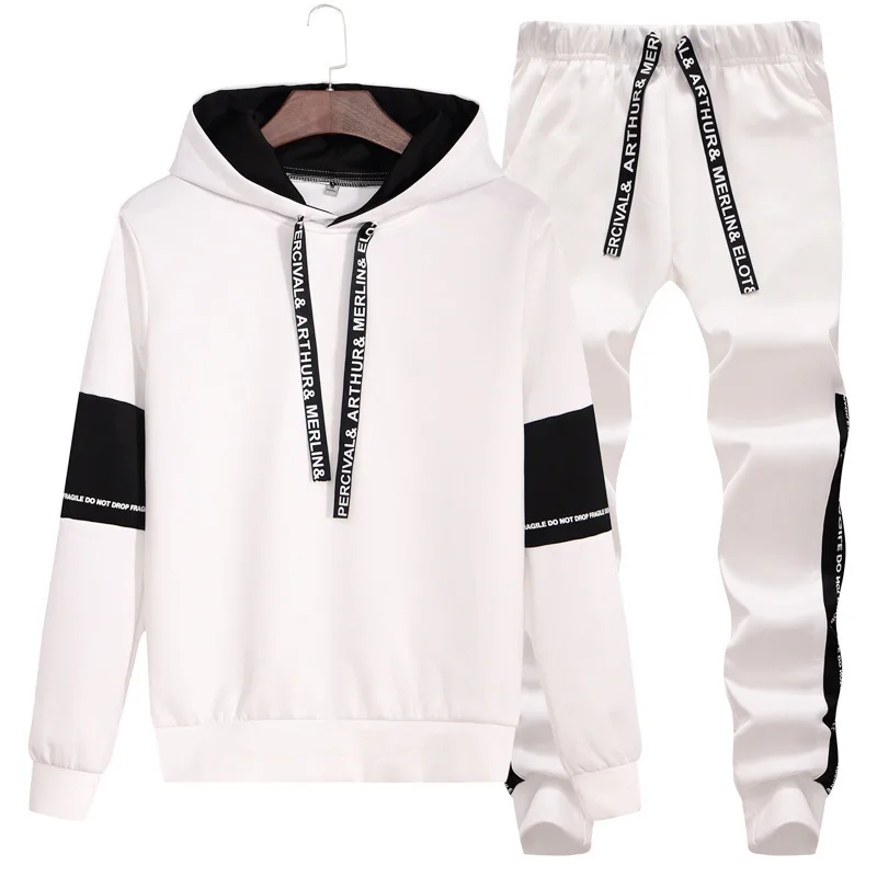 Men's/Women's Sweater Pant Sets Casual Black White Hooded Set Long Sleeve Men Suit 2 Piece Sets Women Outfit Hoodies for Men