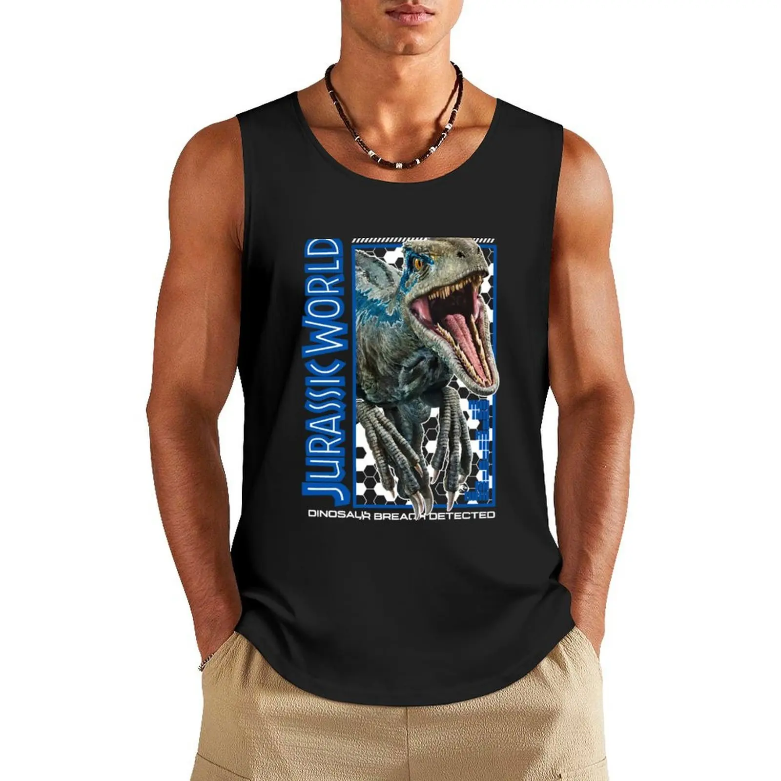 

Jurassic World Blue Portrait Tank Top Men's sleeveless sports t-shirts for men anime clothes