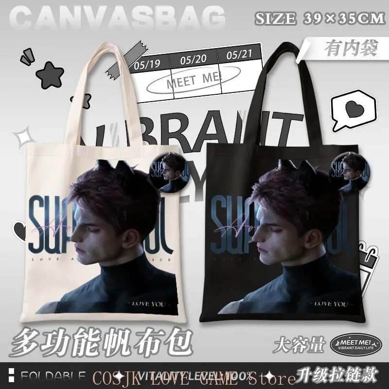 Anime Love and Deepspace Valko Theme Printing Student Canvas Bag Cartoon Single-shoulder Bags Handbag Shopping Bag