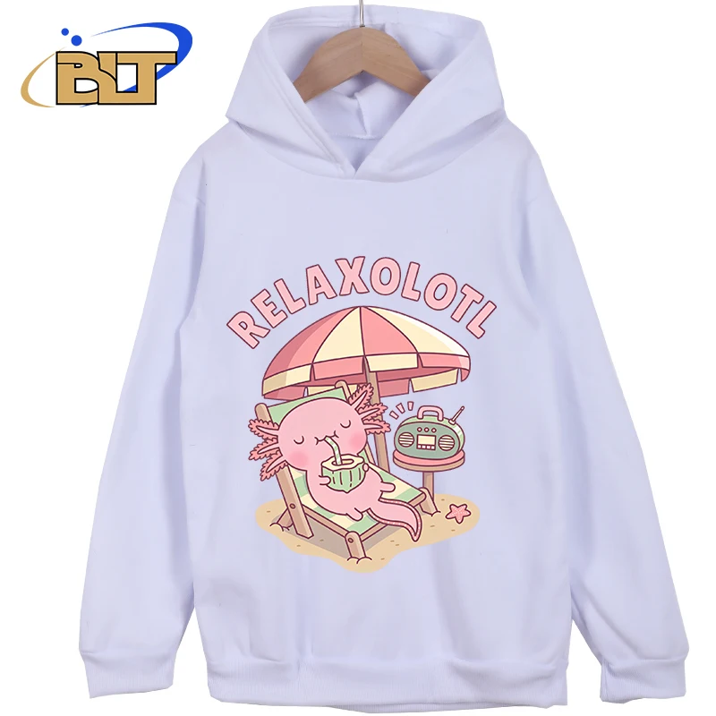 Axolotl Printed Children's Clothing Classic Sportswear Suitable for Boys and Girls White Children's New Hoodie