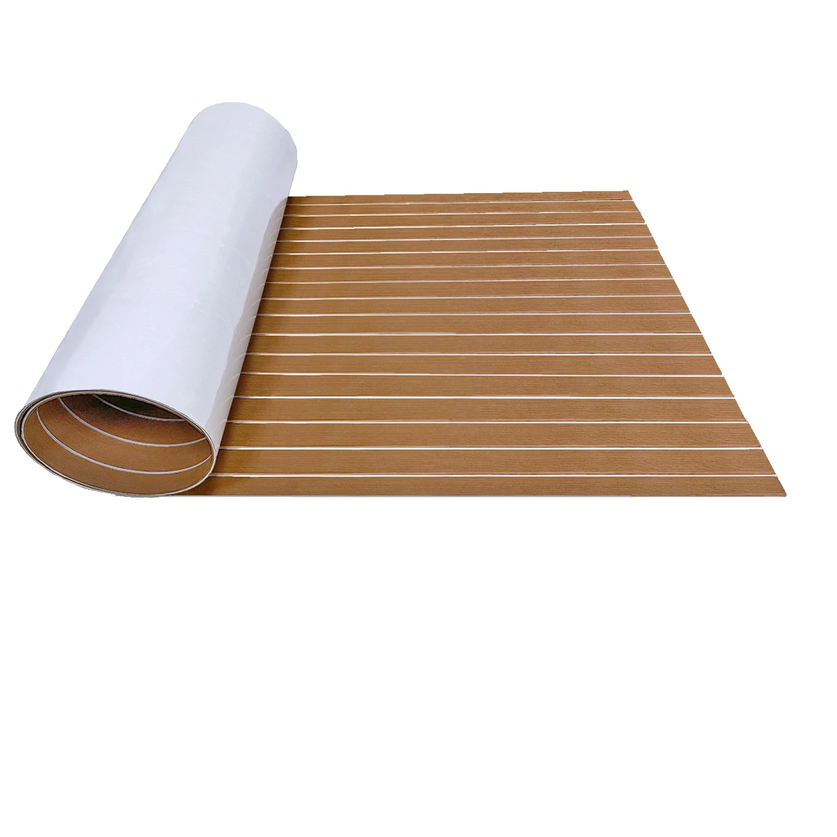 HJDECK-Self-Adhesive EVA Foam Boat Flooring Blanket Yacht Deck Sheet Antiskid Boat Accessories Brown and White 2400x550x6mm