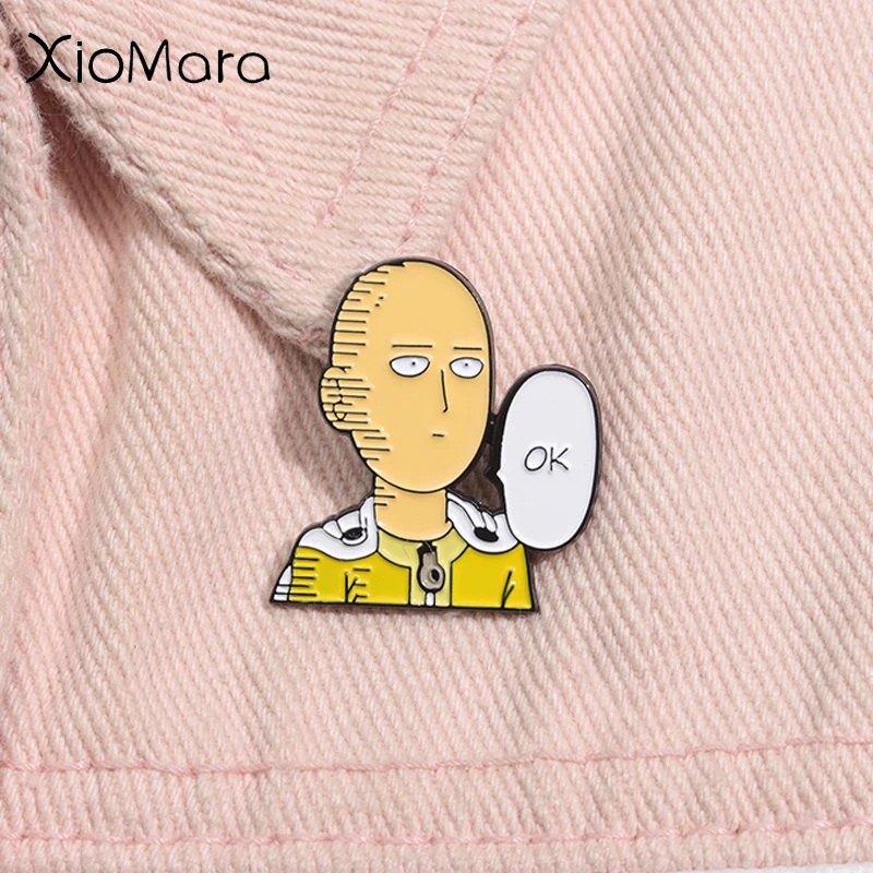 Cool hombre calvo Anime japonés Superman esmalte Pin colección de cómics divertidos broche insignia de solapa joyería de moda regalos para amigos