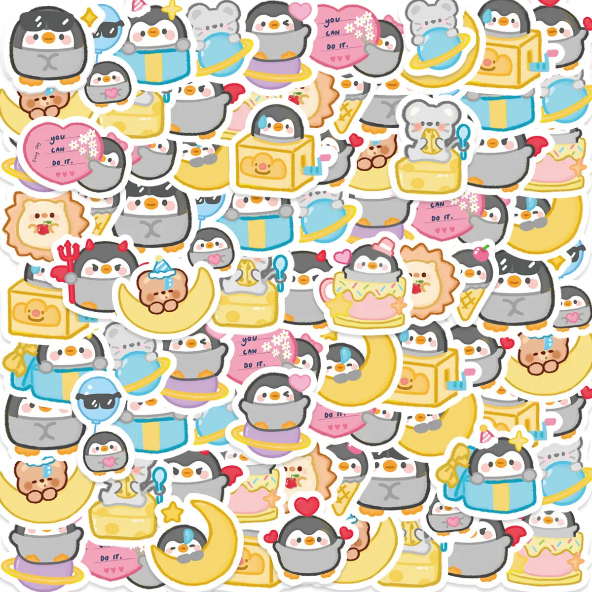 Etori Life 45 PCS Cute Cartoon Animal Little Penguin Student DIY Stationery Decoration Stickers Suitable for Cups,Scrapbooks