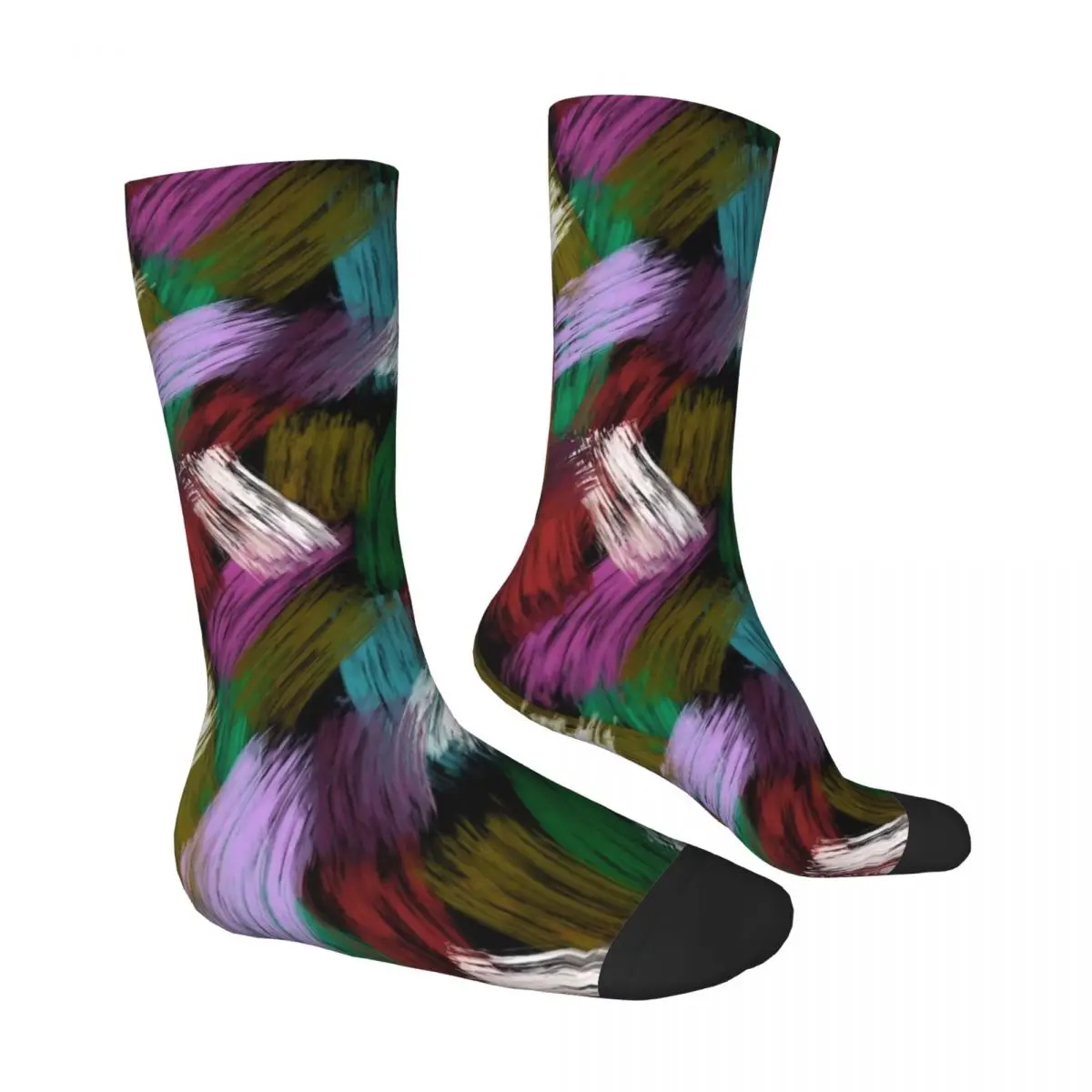 Colorful Brush Print Stockings Paint Stripes Printed Kawaii Socks Autumn Non Skid Socks Ladies Cycling Quality Socks