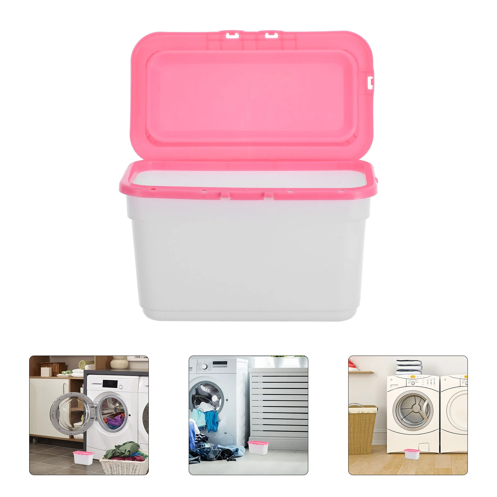 

Laundry Room Storage Pink Bins with Lids Pod Holder Clothes Organization Hamper Toy Cover