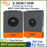 PowMr 6.2KW 11KW Solar Hybrid Inverters DC 48V to 230V AC Parallel Inversor With 120A 150A MPPT Solar Charge Fit LifePo4 Battery