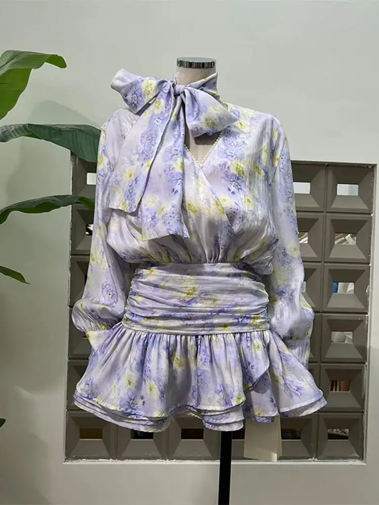 

Осенне-зимний шарф с отделкой лентой и цветочным принтом, элегантные женские мини-платья с длинным рукавом, винтажное дизайнерское вечернее коктейльное вечернее платье