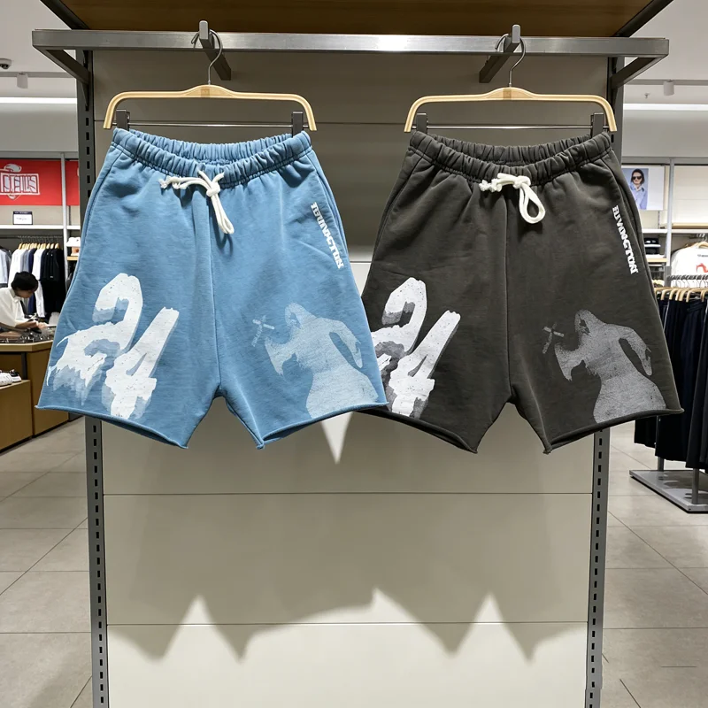 

Винтажные сине-черные шорты с принтом RRR123 Wizard, графические шорты с этикеткой Digit 24, свободные шорты унисекс с широкими штанинами на шнурке