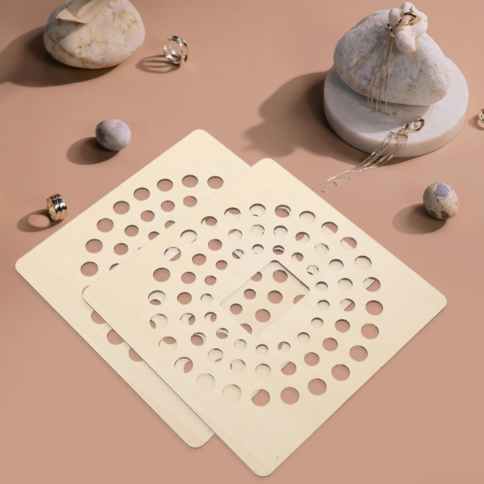 4개입 나무 비즈 보드 보석 제작 용품 팔찌 비즈 트레이 안티 롤 디자인 비즈 디자인 보드 초보자용 공예 도구