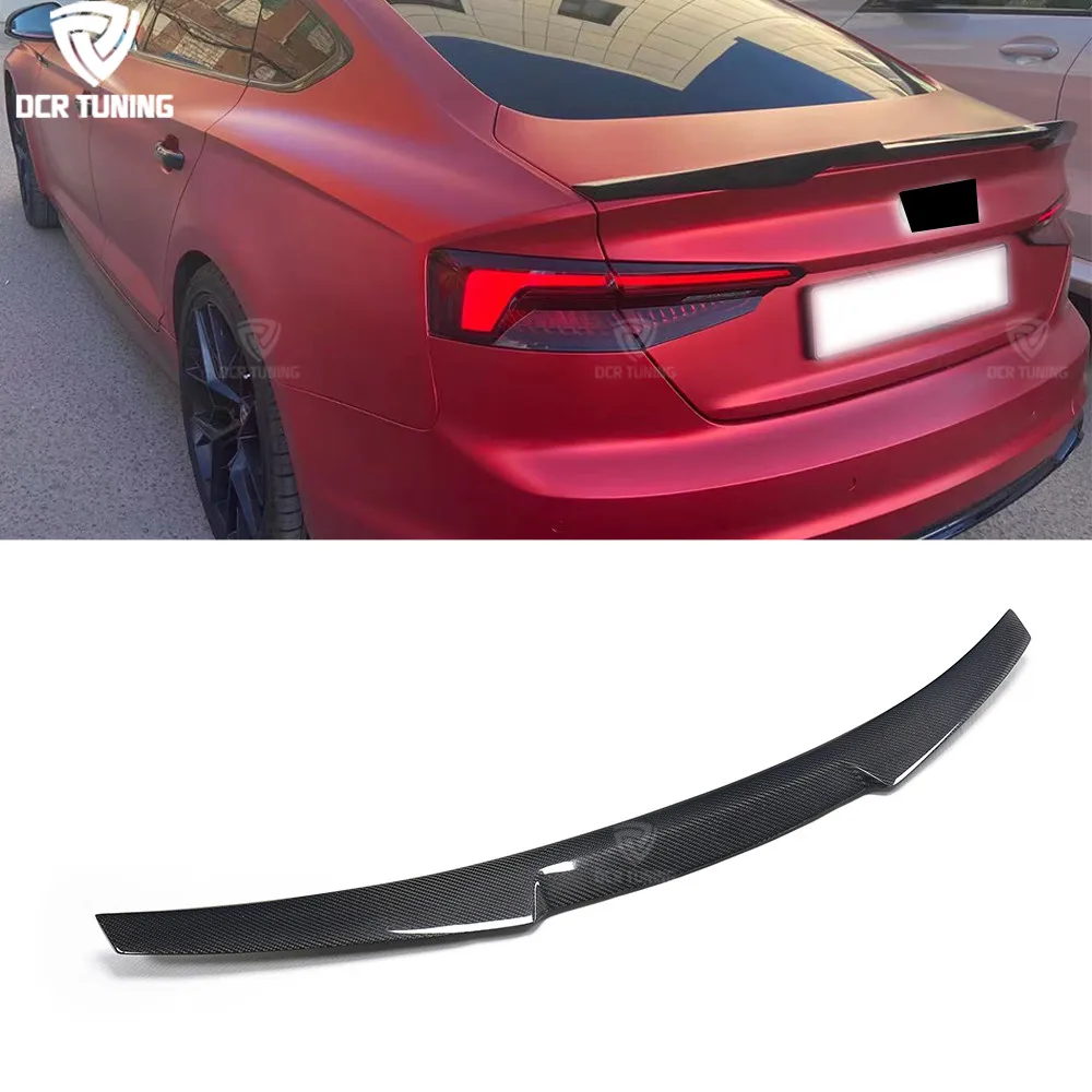 M4 Style Carbon Fiber Rear Spoiler for A udi A5 S5 RS5 B9 Sportback 4-Door 2018+ Exterior Bodykit Back Trunk Lip Wing