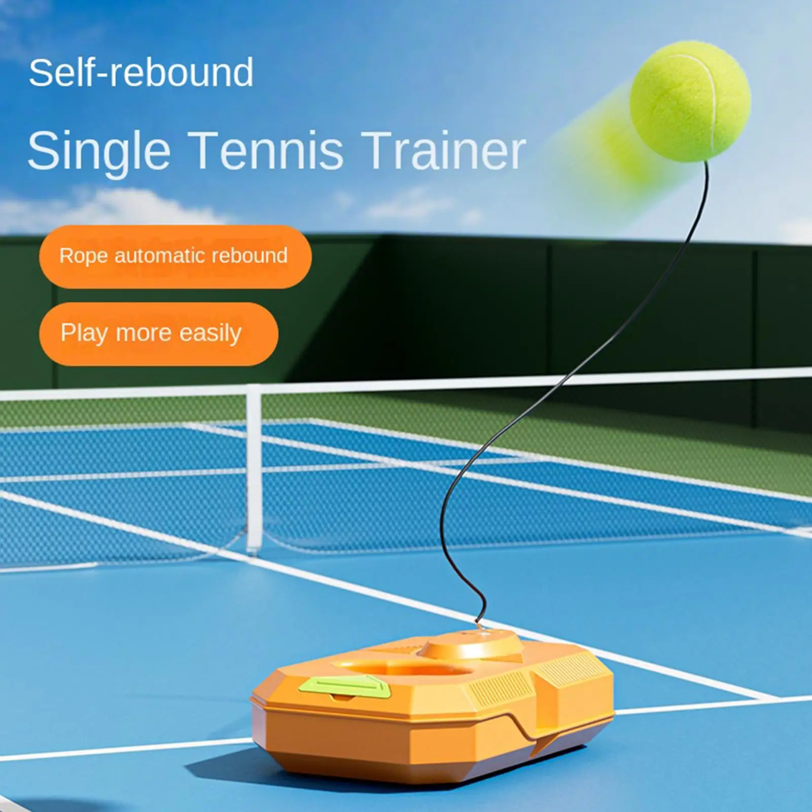 

Портативный тренажер для тенниса с мячами, тренировочное оборудование для начинающих, взрослых и подростков, для использования на открытом воздухе, во дворе, в парке, в спортзале.