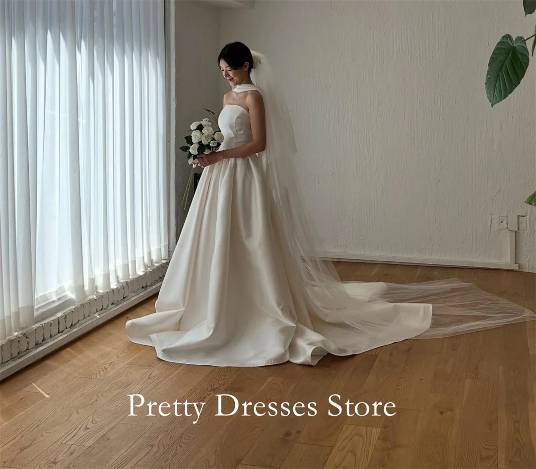 Maßgeschneiderte koreanische Garten-Abendkleider, trägerlos, ärmellos, formell, Saudi Diego Diego Satin-Korsett, elegante Abschlussball-Erwachsene, Party, Damen-Braut