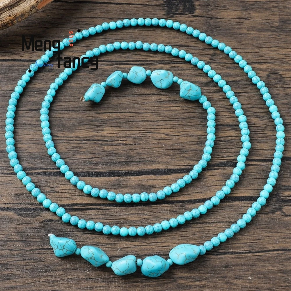

High - Grade Retro Turquoise Necklace, Long Sweater Chain, Hand - Beaded Long Necklace Fashion Jewelry Exquisite Elegant Popular