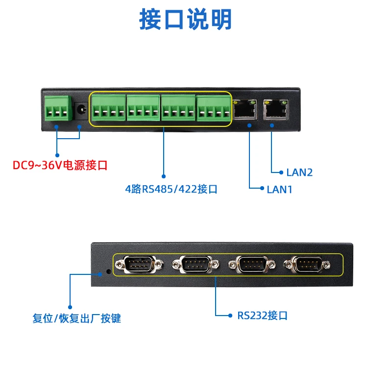 4 server seriali/232 485 a doppia rete a seriale *** sostituzione/Modbus TCP/RTU