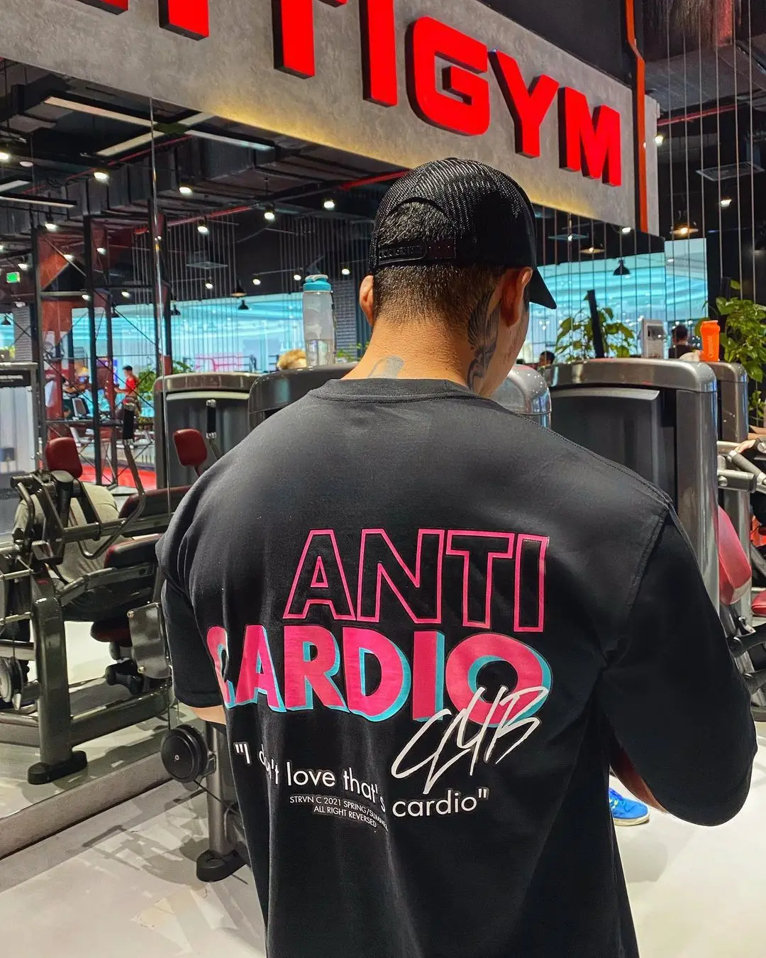 ANTI CARDIO Casual Oversized bawełniana koszulka z krótkim rękawem Gym Fitness Męskie koszulki treningowe Bawełniane koszulki Top Nowa modna odzież