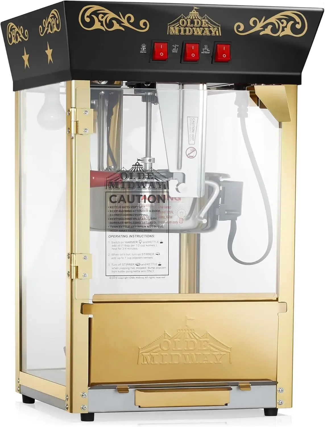 Movie Theater-Style Popcorn Machine Maker with 10-Ounce Kettle - Black