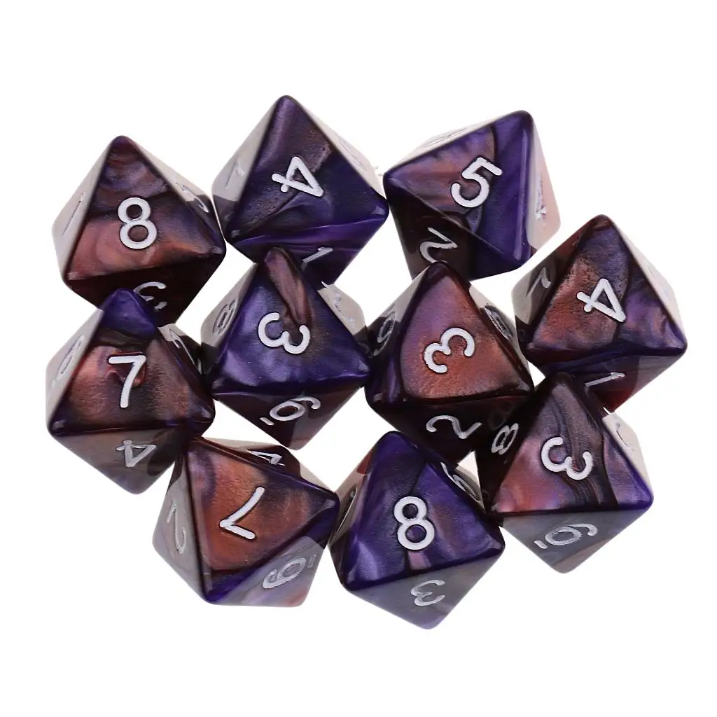 Premium Collection of 10 D8 Polyhedral Dice for Engaging Tabletop Gaming