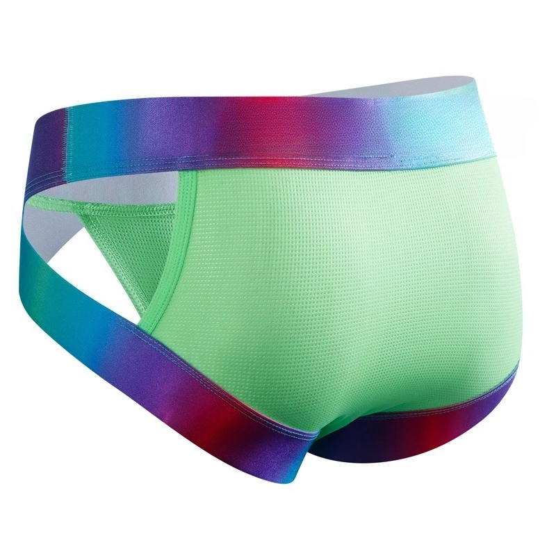 

Ice Silk Men's Briefs Hollow Out Ball Pouch Underwear Letter Printing Panties Breathable Male Mesh Sports Hip Lifting Underpants