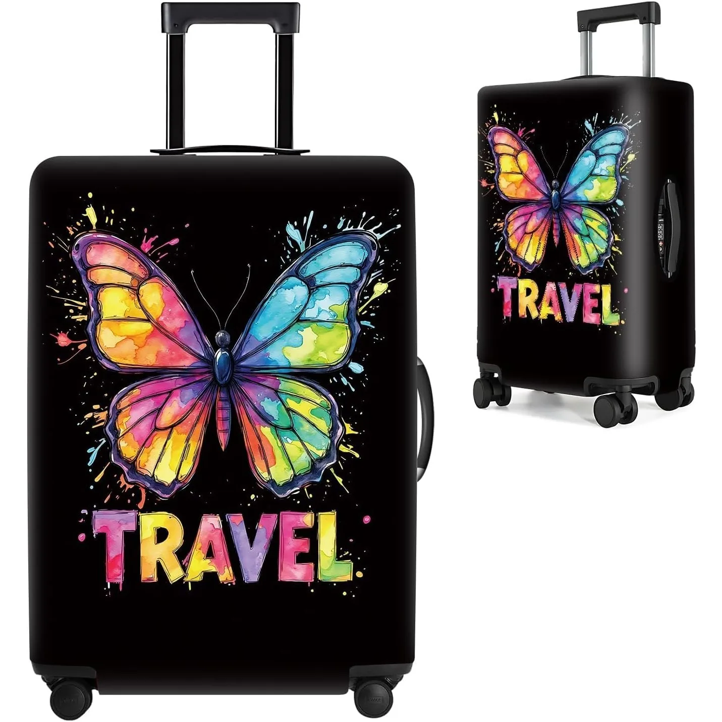 

Красочный чехол для багажа с бабочкой, стильная и прочная защита для дорожного чемодана для женщин и мужчин