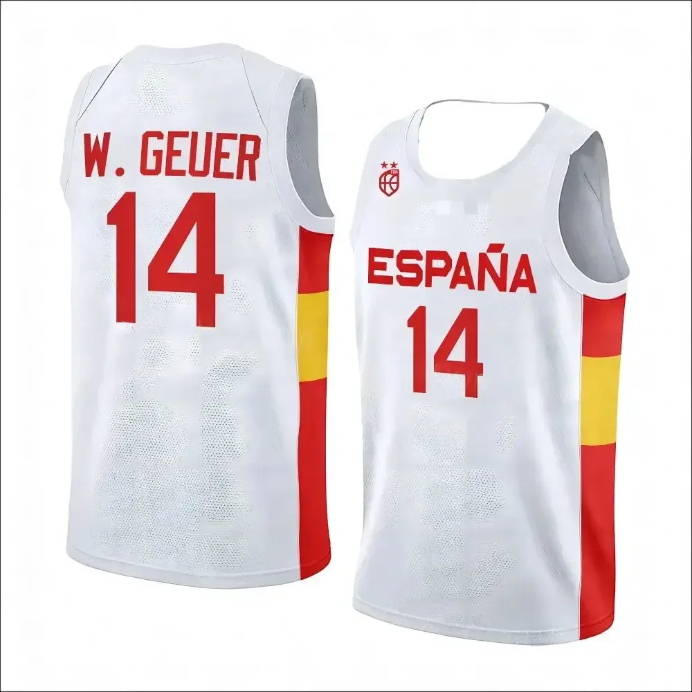 2024 New Spanish Basketball Jersey Spanish Basketball Fan Jersey Men's/Men's Summer Sleeveless Basketball Sports Jersey T-shirt