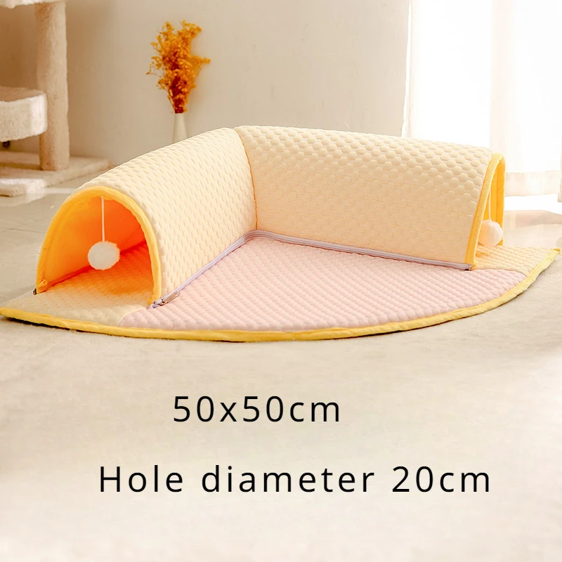 50x50cmSummer Pet Ice Cushion Cat Tunnel Toy Closed Cat Nest Dog Nest Heat Relieving Comfortable Soft and Breathable Mat Pet Bed