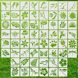 60 Pcs Painting Stencils on Wood Canvas Reusable Stencil Art Template Assorted Drawing Templates Decorative Bird Floral Stencils
