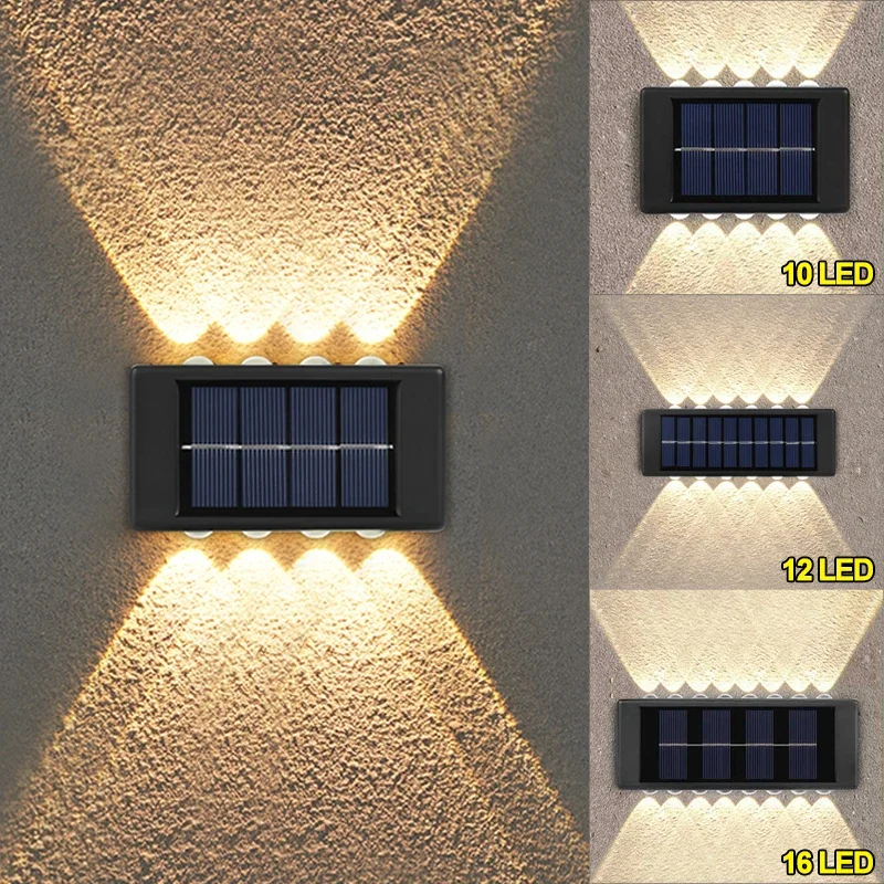 Lampu LED panel surya, lampu dinding LED tenaga surya, lampu dekorasi halaman pagar taman, lampu sinar matahari, lampu luar ruangan tahan air