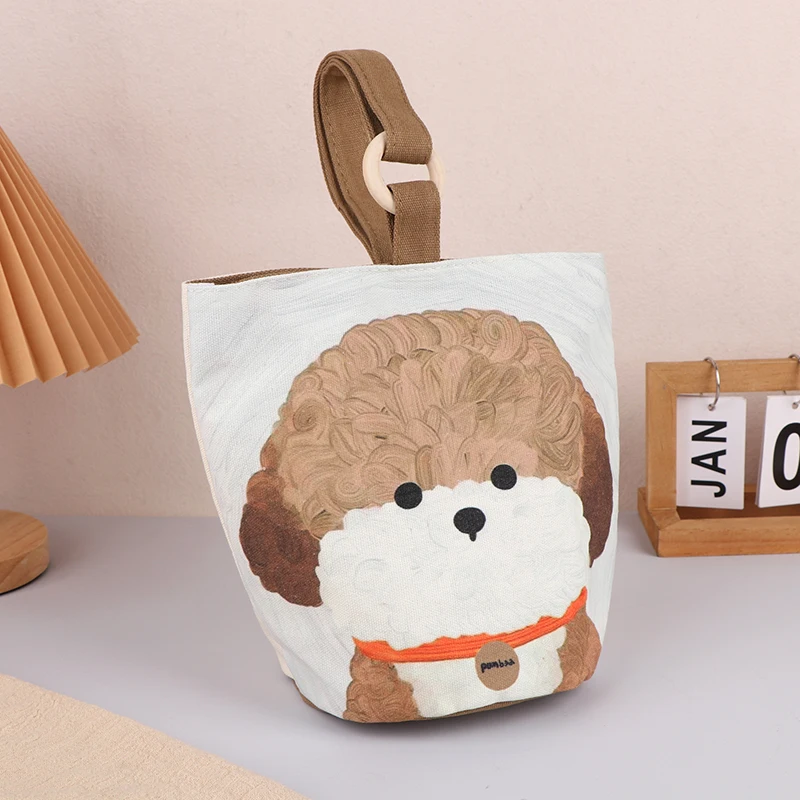 حقيبة كلاسيكية بتصميم الجرو الزيتي على شكل كتاب، حقيبة يد عملية لحمل الغداء من القماش للفتيات #2