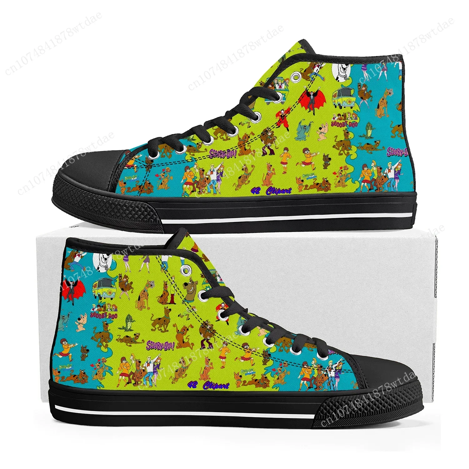

Cheech And Chong With S-Scoobys Smoke High Top Sneakers Mens Womens Teenager High Quality Canvas Sneaker Casual Custom Made Shoe