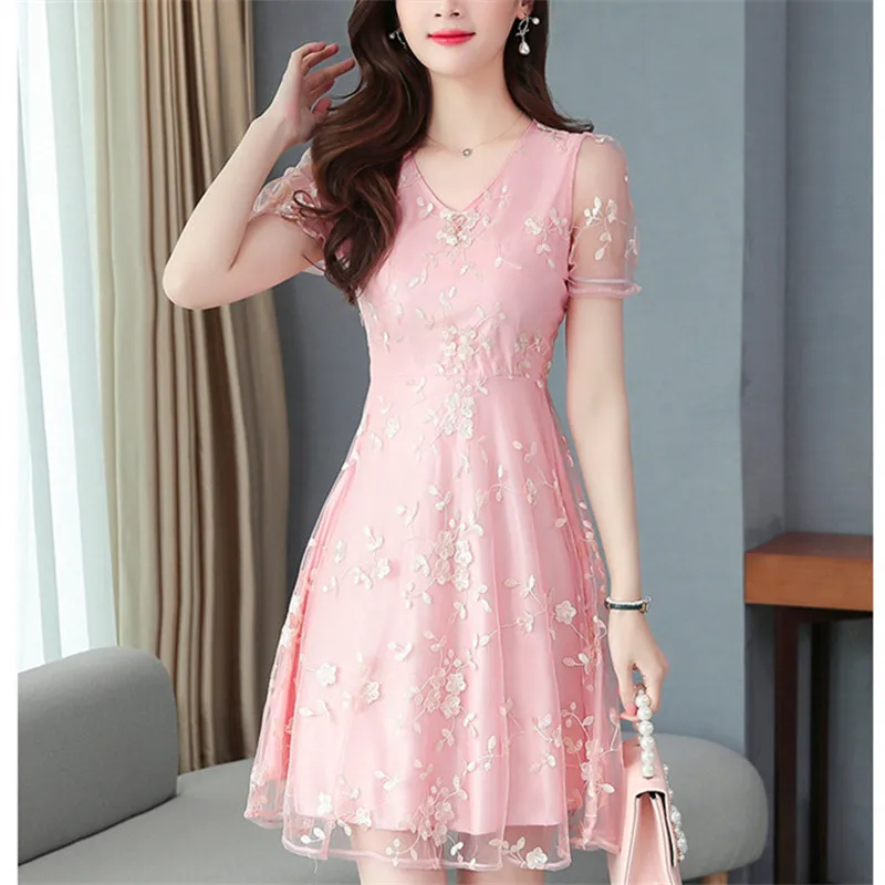 Spring Summer Dress Women Elegant Lace Floral 2023 New Long Sleeve Casual Midi Black Party Dresses Ladies Clothing vestidos robe