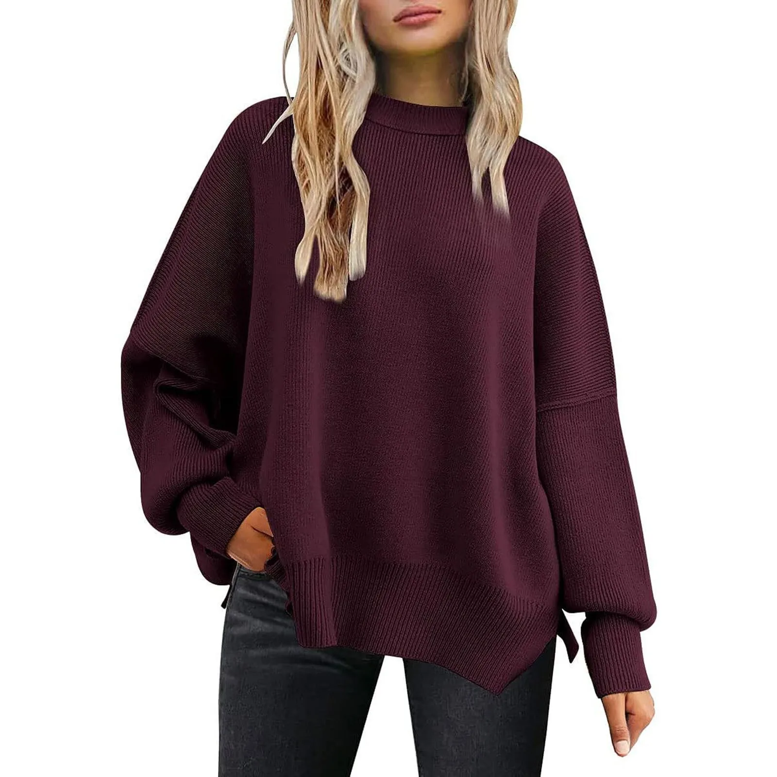 

Women Fashion Loose Pullovers Solid Color Long Sleeves Casual Comfort All Match Sweater Tops 2024 New Daily Office Sweatshirts