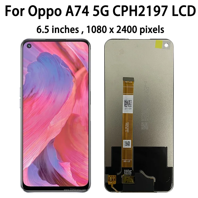 6.5\'\' High Quality For OPPO A74 5G LCD Display With Frame Touch Screen Digitizer Assembly CPH2197 CPH2263 Display Replacement