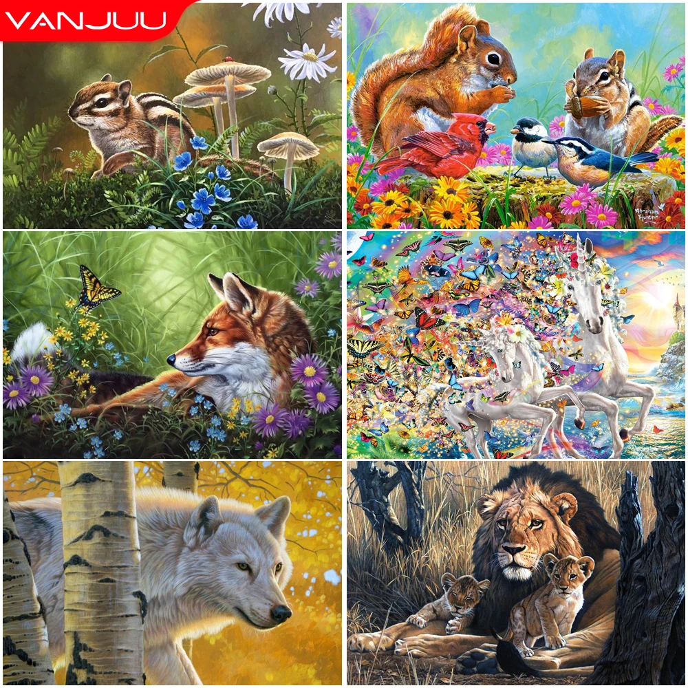 

Animals 5D Diamond Painting Squirrel Wolf Lion Diamond Painting Mosaic Full Drill Diamond Embroidery Painting Home Decor