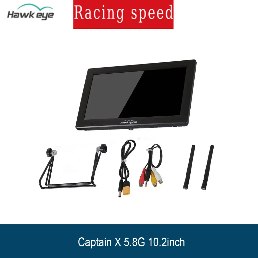 Hawkeye Captain X 10.2 Inch FPV Monitor 1000Lux HDMI DVR 4.9G 5.8G 6G 96CH Real Dual Receiver 3S-6S Input for RC Drone