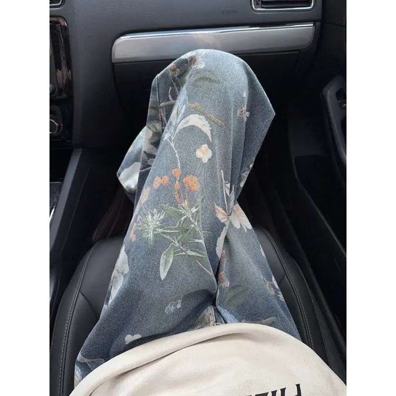 

Мужские джинсы с американским принтом в стиле ретро, уличные, весенне-осенние, широкие брюки, модные брендовые джинсы, молодежные энергетические джинсы