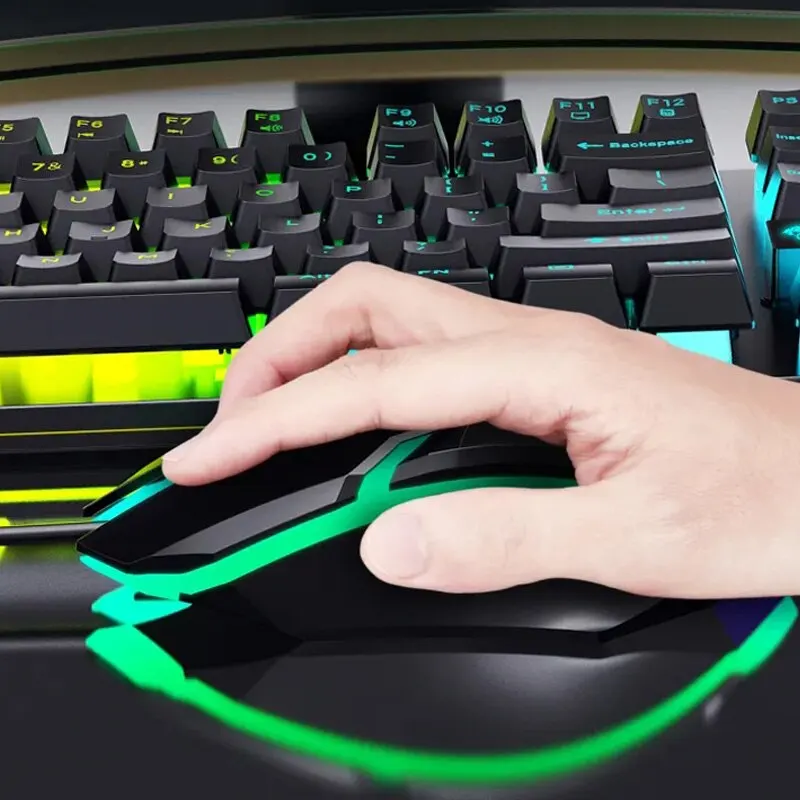 Boston Marke Hot Sell Gaming-Tastatur Maus kombinationen für Desktop-Laptop mit einem einzigen Regenbogen mit Hintergrund beleuchtung mit Pack verkabelt