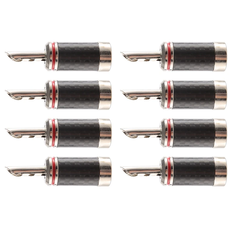 

8Pcs Banana Plugs Hi-End HIFI DIY Carbon Fiber Copper Plated Rhodium Electrical Audio Jack Banana Connector Plug