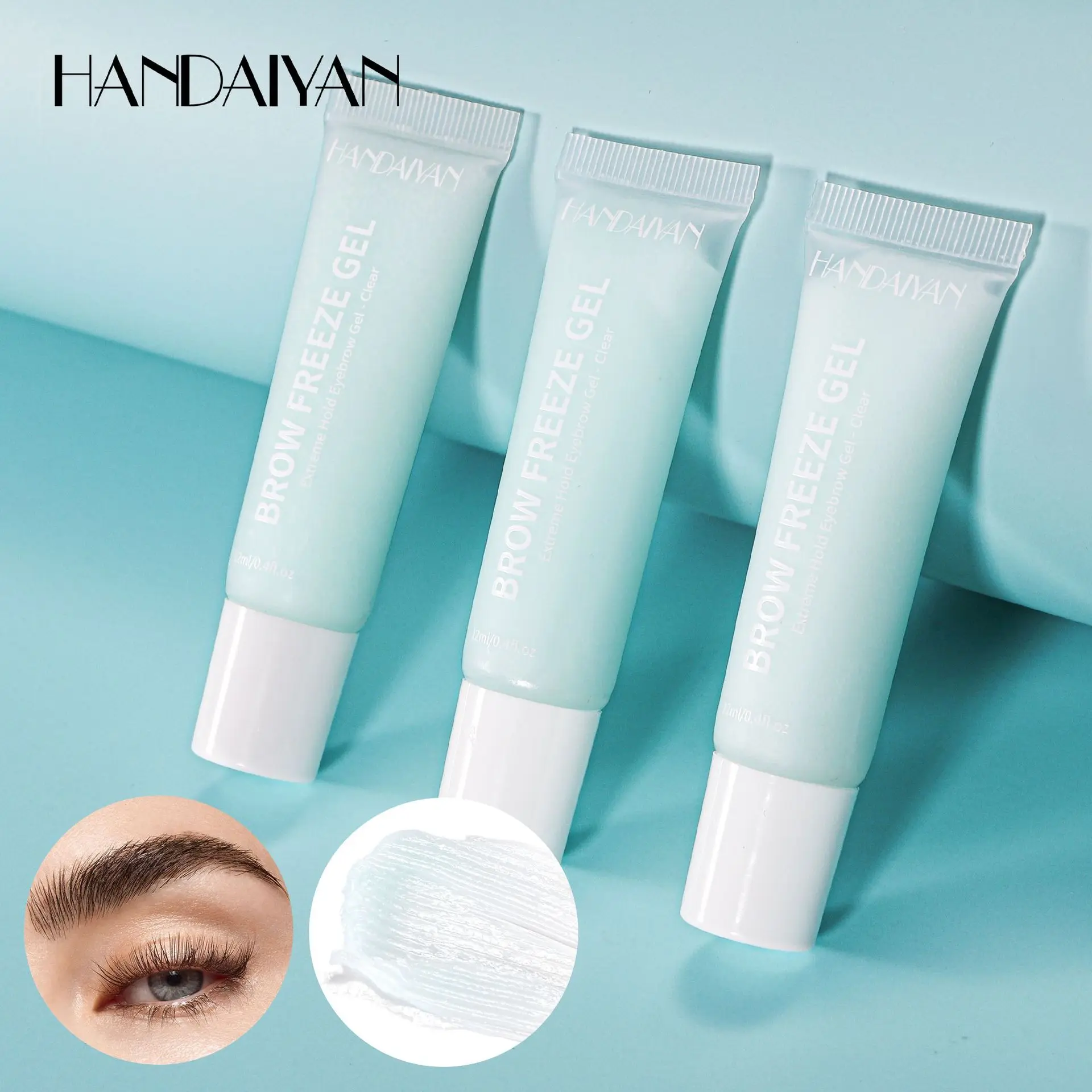 Gel per sopracciglia con pennello, formula impermeabile a tenuta forte, asciugatura rapida e resistente alle sbavature per sopracciglia con piume naturali durante tutto il giorno