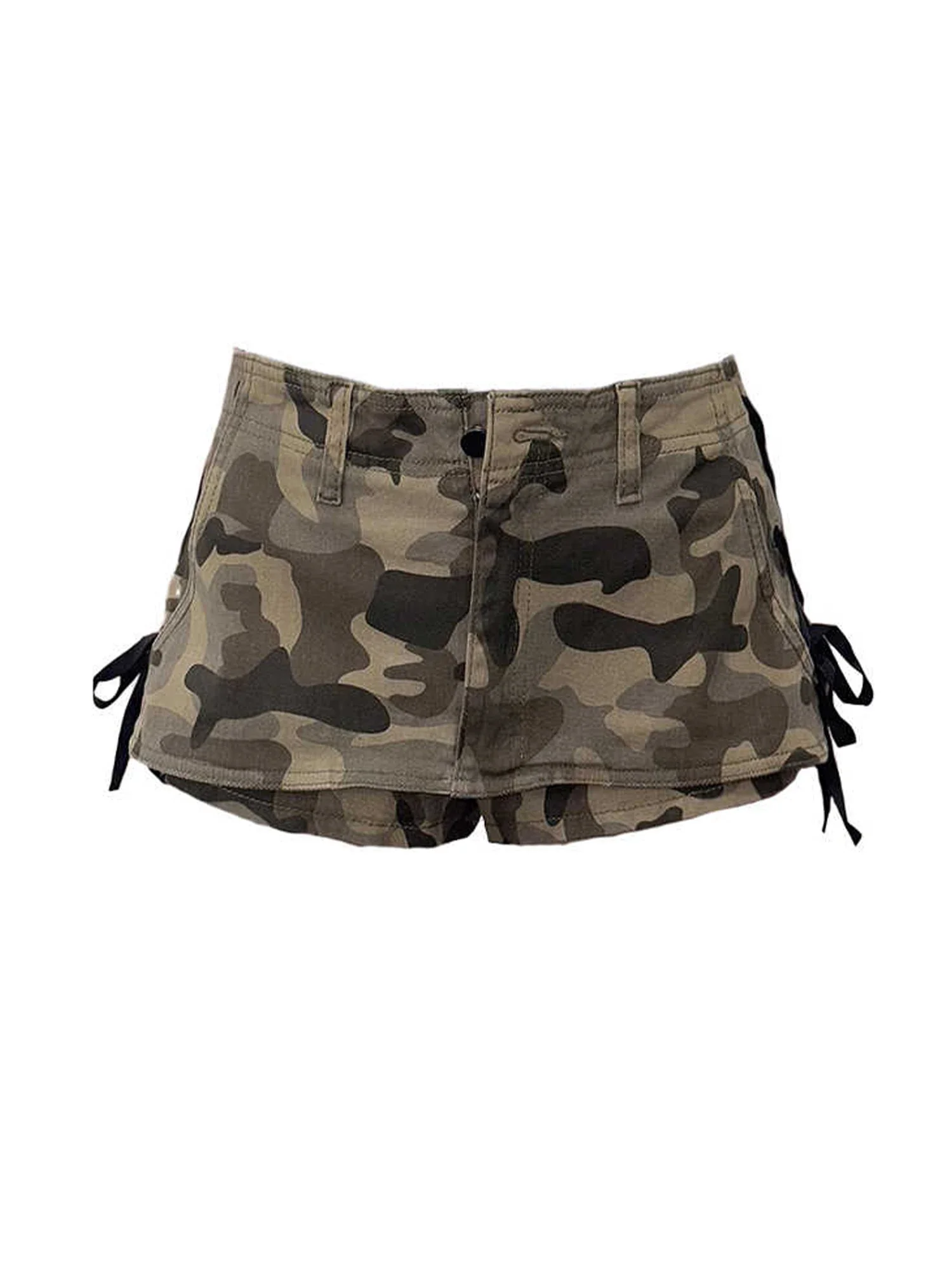 Women Camouflage Y2k Skirt 90s A-line Mini Cargo Skirt Harajuku Low Waist Shorts Skirts Emo 2000s Clothes Summer