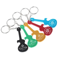 Promotional Gifts Custom Logo Guitar Shaped Keychains Metal Bottle Openers Personalised Key Rings Beer Bottle Openers 100 Pieces