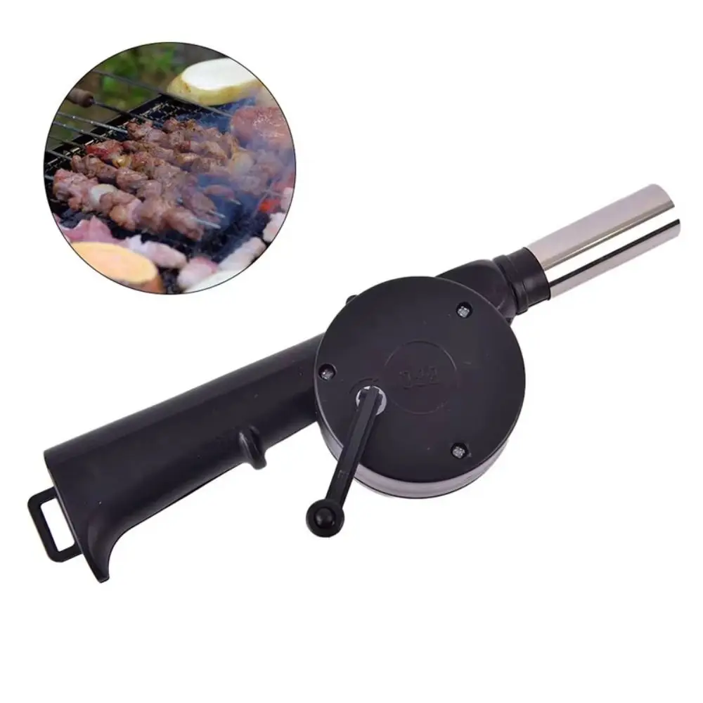 

Portable Hand-cranked Air Blower Black Durable Barbecue Fan Easy To Assemble Handle Design BBQ Grill Fire Bellows Tools Picnic