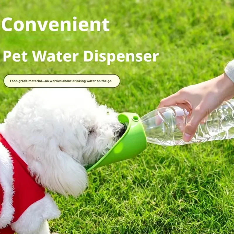 Dog cat Travel Water Bottle  Portable Pet Food Dispense Walking Cup  Removable  Collapsible Leaf Shaped Pet Waterer Travel Use