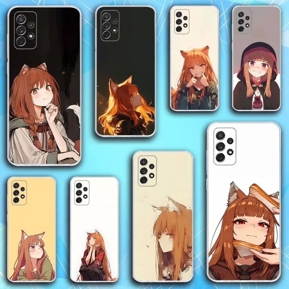 

Anime S-Spice and Wolf Phone Case For Samsung S30,23,21,22,20, FE lite,S10,9,8,7 PIus Note20ultra Soft Transparent