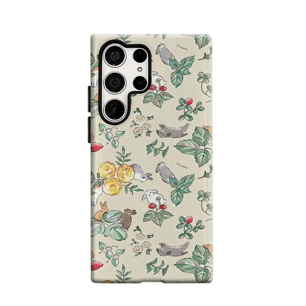 CaseLumi Phone Case For Samsung Galaxy S25 S24 S23 Ultra Plus HD Hard Bunny Garden Double Layer Cover Film Shell