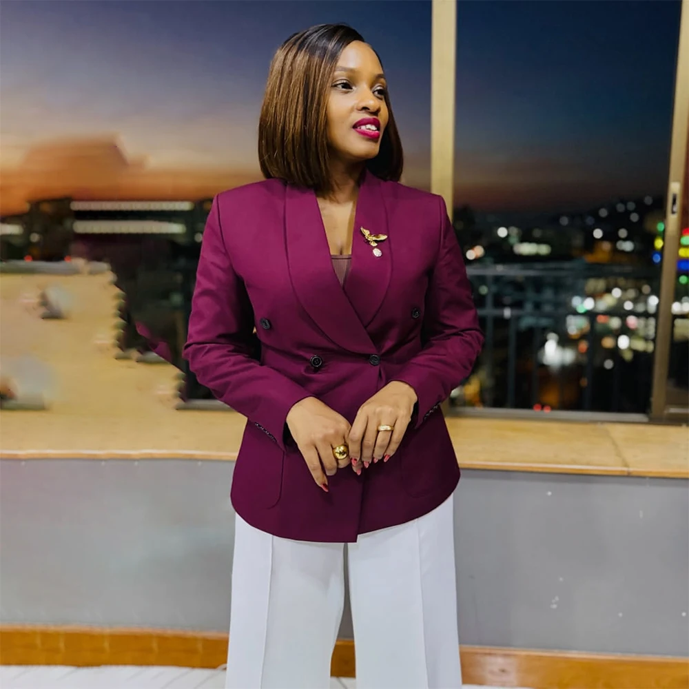 

Customized Women's Suits High Quality Double Breasted Skinny 2 Piece Jacket Pants Sets Luxury Office Lady Female Clothing 2026