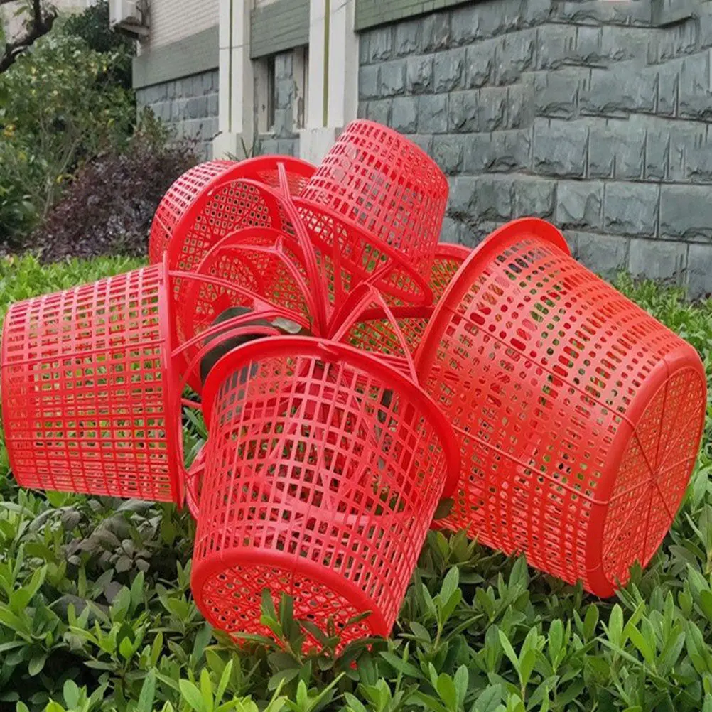 10Pcs Compact Round Fruit Harvest Basket Plastic Lightweight with Handle for Strawberry Blueberry Cherry Bayberry Picking