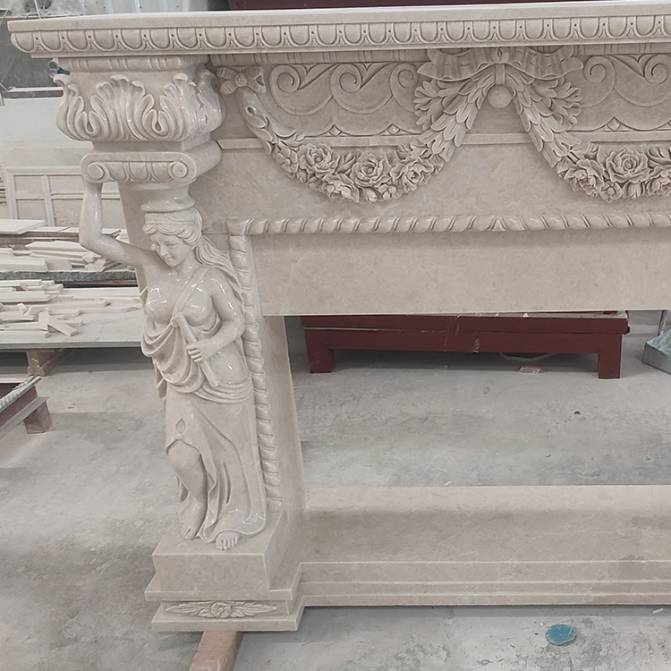 مدفأة منحوتة يدويًا من الرخام الطبيعي بتصميم عصري فاخر للمنزل، مواقد كهربائية قائمة بذاتها #3