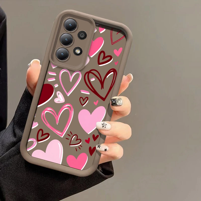 Pink Red Hearts Case For Samsung Galaxy M54 M51 M36 M34 M31 M13 M14 M12 M11 M05 M06 M04 M02S M01S Shockproof Matte Cases hoesjes