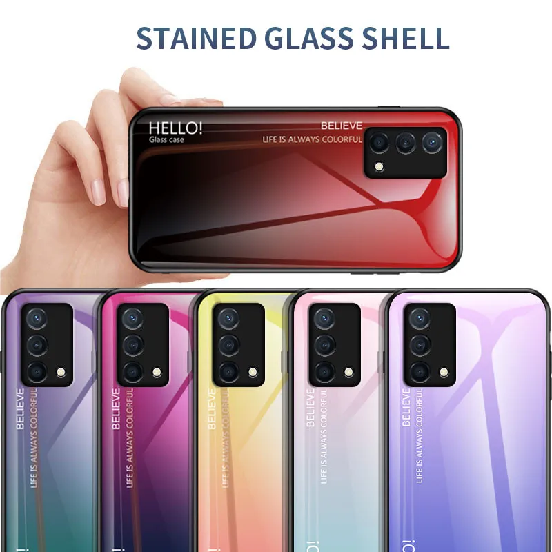 Realme GT Master Edition RMX3363 RMX3360 Case Gradient Glass Back Cover Hard Case with Silicone Bumper for Realme GT Master